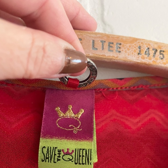 Vintage Y2K Save the Queen Crop Cardigan Babydoll Mod Tie-front Designer Sz L - Picture 3 of 11